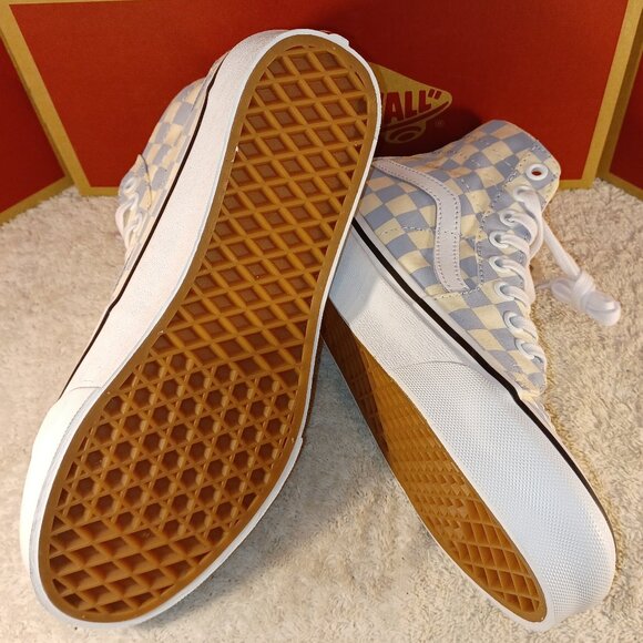 Vans Men's 5.5/Women's 7 Sk8-Hi Tapered Checkerboard Zen Blue/White VN0A4U16XHX - Picture 3 of 12